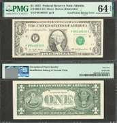 $1 1977 FRN Insufficient Inking Error Face PMG Choice Uncirculated 64EPQ