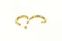 14K Yellow Gold Classic Diamond Channel Semi Hoop Earrings