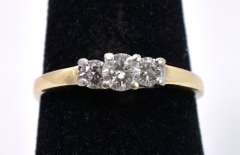 Lush Three Stone Diamond Ring in 14K Yellow Gold