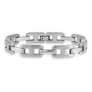 Stainless Steel "I" and Single Bar Men's Link Bracelet