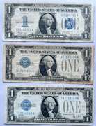 3 Different $1 Funnyback Silver Certificates