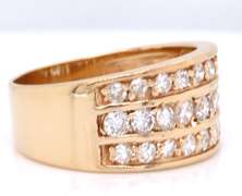 Majestic Yellow Gold Triple Row Diamond Band