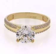Attractive 14kt Yellow Gold Round CZ Engagement Ring