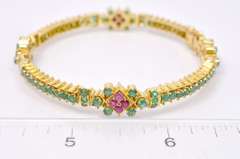 Extravagant Ruby and Emerald Bracelet in 18K Yellow Gold
