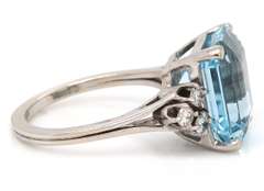 Master Piece 18kt Aquamarine and Diamond Ring with LGL Cert