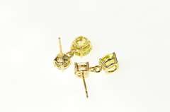 14K Yellow Gold Round Dangle White & Green CZ Stud Earrings