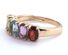 Great Yellow Gold Oval Shape Multi Color Stone Band
