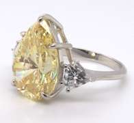 Sterling Silver Pear Shaped Yellow Cubic Zirconia Ring