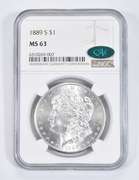 MS63 1889-S Morgan Silver Dollar - CAC - Graded NGC