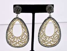 Fabulous Carved Wood Ladies Earrings with Accent Crystals
