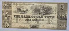 Bank Of Old Town Maine $ 5 Error Note
