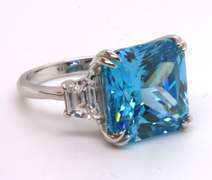 Sterling Silver Blue and White Cubic Zirconia Ring