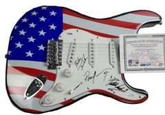 Rob Halford Band Autographed USA Flag Guitar