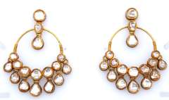Masterpiece 18kt Polki Diamond and Ebamel open Dangle Earrings