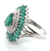 Supreme Emerald Ring with Diamonds and 18k Stamped White Gold Band