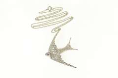 Platinum 3.06 Ctw Pave Diamond Ruby Sparrow Bird Necklace