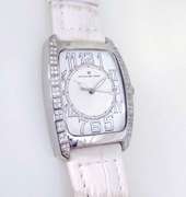 Officina Del Tempo Elegant Women’s Watch with 84 Natural Diamond white Leather Made in Italy