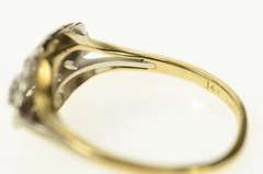 14K Yellow Gold Scalloped Retro Diamond Statement Ring