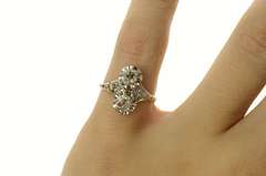 14K White Gold 1.10Ctw Victorian Old Mine Diamond Engagement Ring