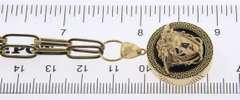 Italian Style Yellow Gold Paper Clip Black Onyx Pendant on Chain