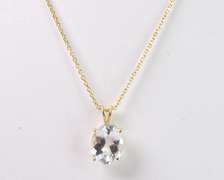Enchanting White Crystal Pendant Necklace in 14K Yellow Gold