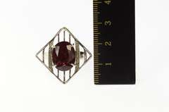 18K White Gold Tourmaline Diamond Squared Retro Cocktail Ring