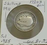 Great Brit 1911 Shilling .925 Silver, George V
