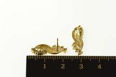 14K Yellow Gold Diamond Twist Design Bar Statement Earrings