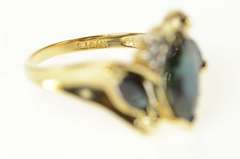 14K Yellow Gold Marquise Sapphire Diamond Accent Bypass Ring