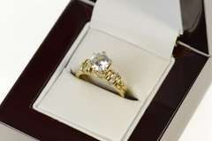 14K Yellow Gold Round Baguette Classic Travel Engagement Ring