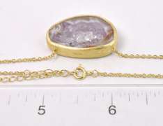 Dreamy Hand Crafted Purple Geode Necklace in Gold Plated Sterling Silver