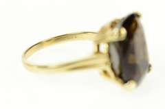 14K Yellow Gold Rectangular Cushion Smoky Quartz Cocktail Ring