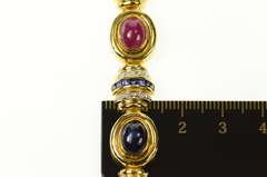 18K Yellow Gold Oval Sapphire Diamond Emerald Statement Bracelet