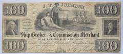 1850 Era $100 JT Johnson Ship Merchant Advertising Note
