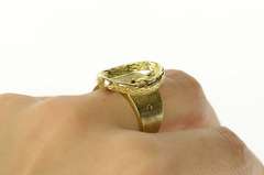 14K Yellow Gold Oval Belt Buckle Chunky Retro Statement Ring