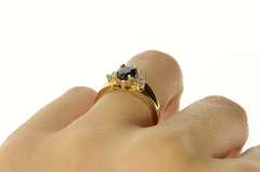 10K Yellow Gold Sapphire Diamond Cluster Accent Engagement Ring