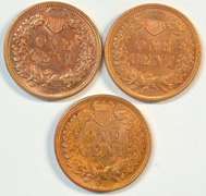 3 Diff Full Red CH BU Indian Head Cents: 1891, 1896, & 1897