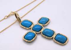 Powerful Turquoise Cross Pendant on Chain