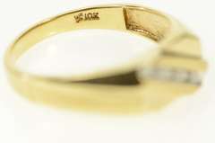 10K Yellow Gold Diamond Striped Squared Men's Wedding Ring