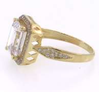 Gorgeous 14kt Yellow Gold Emerald Cut CZ Gemstone Ring