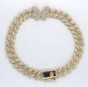Sterling Silver CZ Curb Link Bracelet with Butterfly