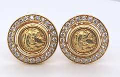 Luxurious 18kt Gold and Diamond Rams Head Necklace and Earring Set