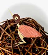 18K Unique Modernist Designer Bird Brooch