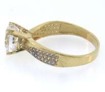 Fancy 14kt Yellow Gold Ring with Round CZ Gemstone