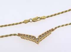 14k yellow gold ladies CHEVRON diamond necklace