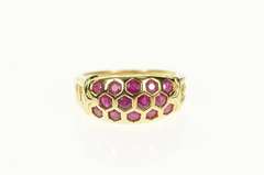 14K Yellow Gold Honeycomb Ruby Bee Statement Band Ring