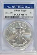 PCGS MS70 2014-(W) Silver Eagle. Struck at West Point Mint