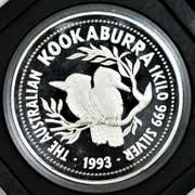 Giant 1993 1 Kilo Australian Kookaburra .999 Proof Silver Coin