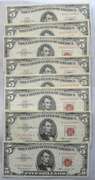 8 Clean Red Seal 1953 US Notes