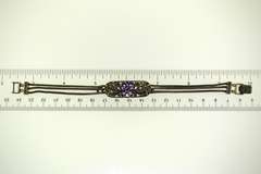 Vintage Sterling Silver Floral Amethyst Chain Bracelet